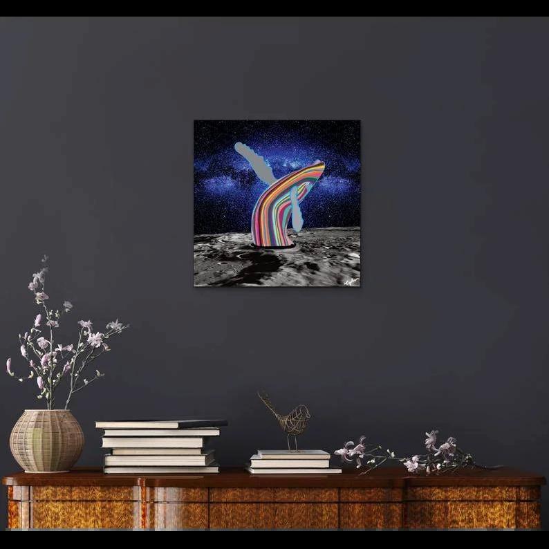 Space Whale, peinture impressionniste contemporaine moderne, 2018, édition limitée. - Painting de Topher Straus