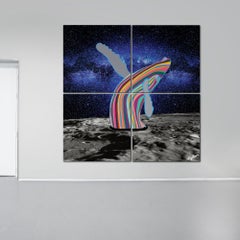 Balena spaziale, dipinto impressionista moderno e contemporaneo, 2018, Edizione originale
