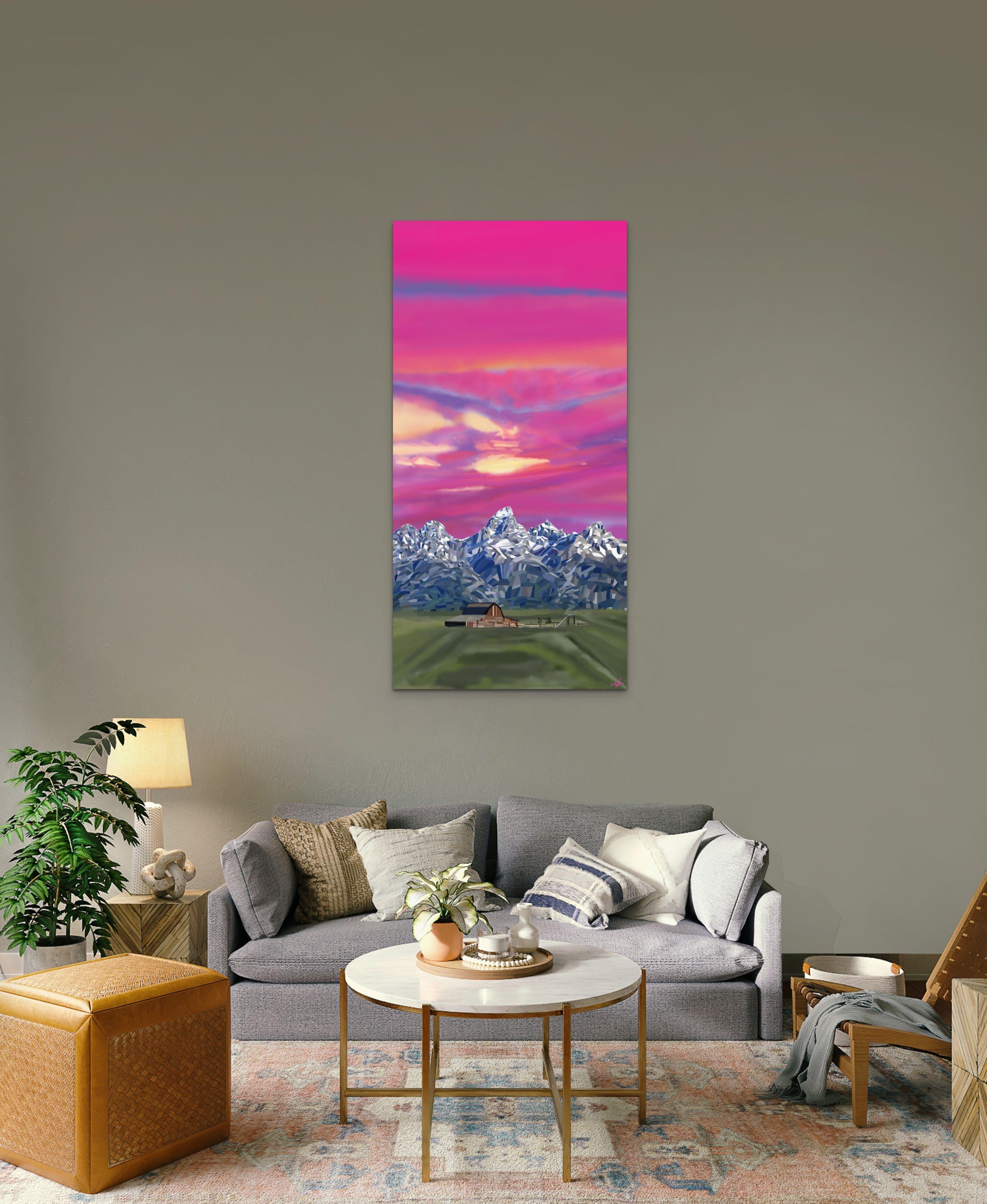 Tetons, quadro di paesaggio impressionista moderno, 2022, edizione limitata - Painting di Topher Straus