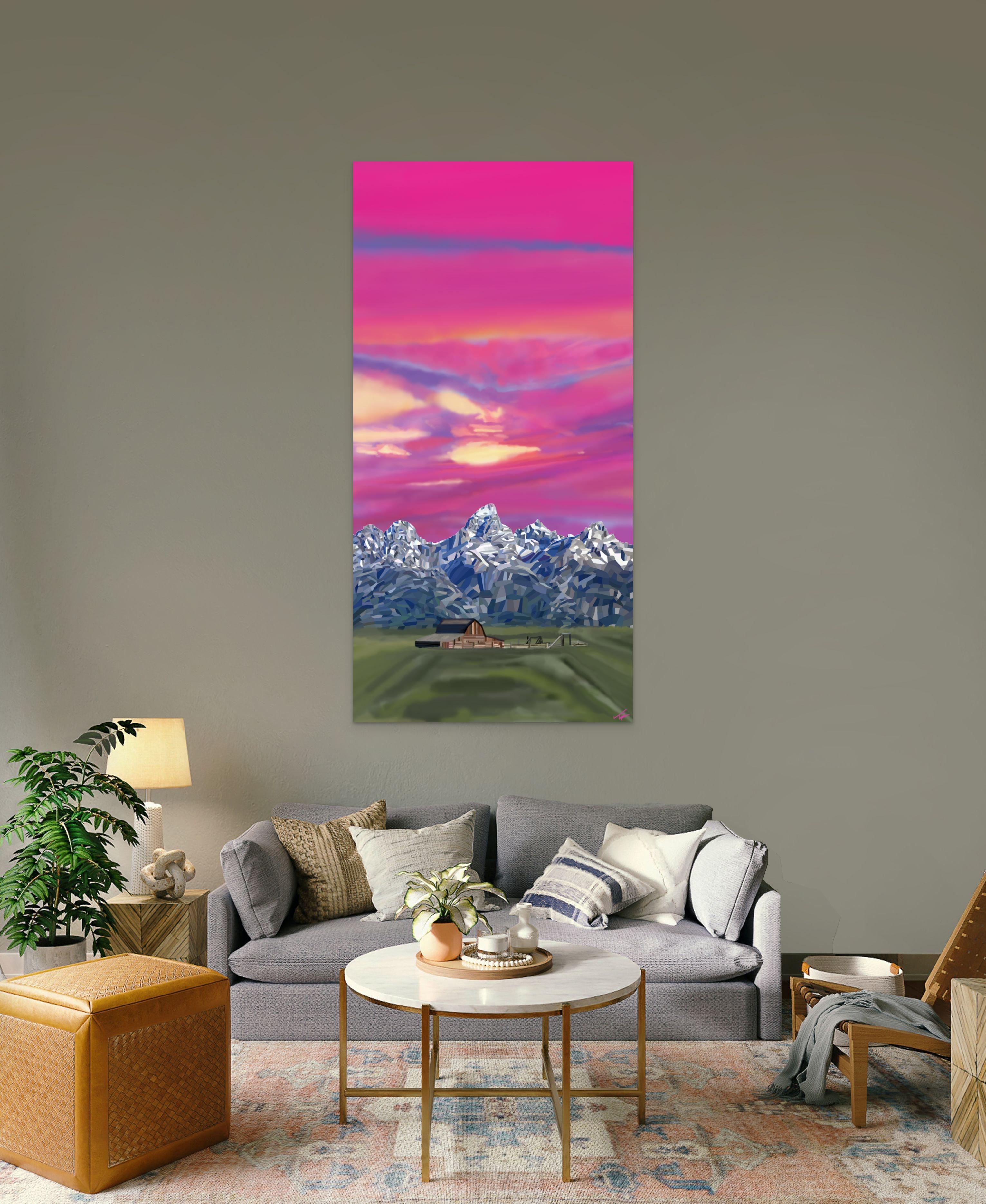 Tetons, peinture de paysage impressionniste moderne, 2022, édition originale - Painting de Topher Straus