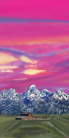 Tetons, Modernes impressionistisches Landschaftsgemälde, 2022, Originalausgabe