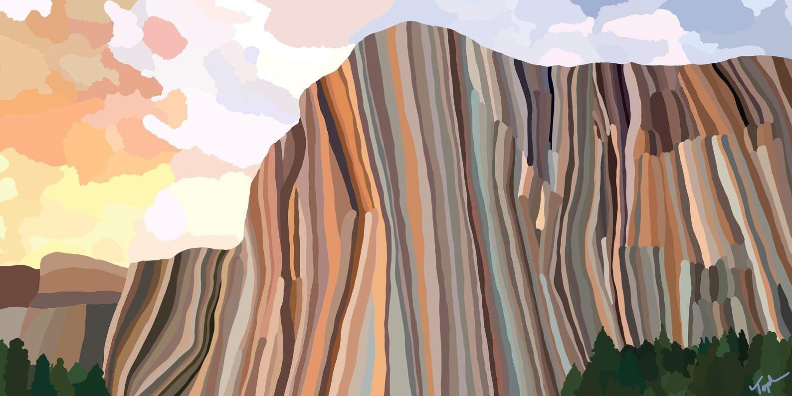 Abstract Painting Topher Straus - Parc national de Yosemite, paysage impressionniste contemporain, 2019, édition originale.
