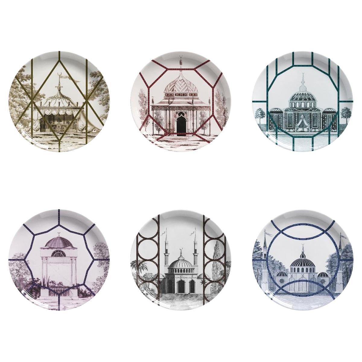 Topkapi Set of 6 Porcelain Plates Made in Italy For Sale