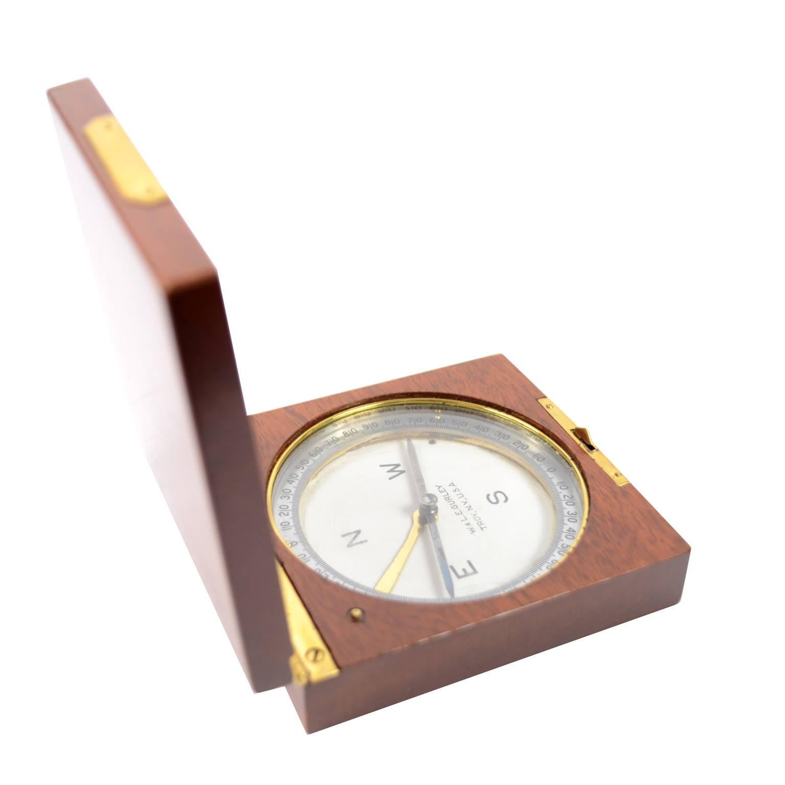 American Topographic Compass, Wooden and Brass, of the Late 19th Century