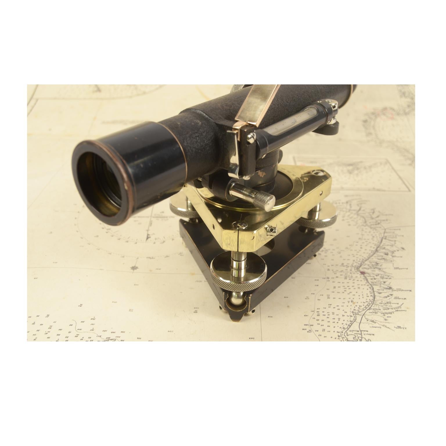 Topographic Brass Level Surveyor Instrument by Stanley circa 1870 Mahogany Box  6