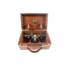 Topographic Brass Level Surveyor Instrument by Stanley circa 1870 Mahogany Box