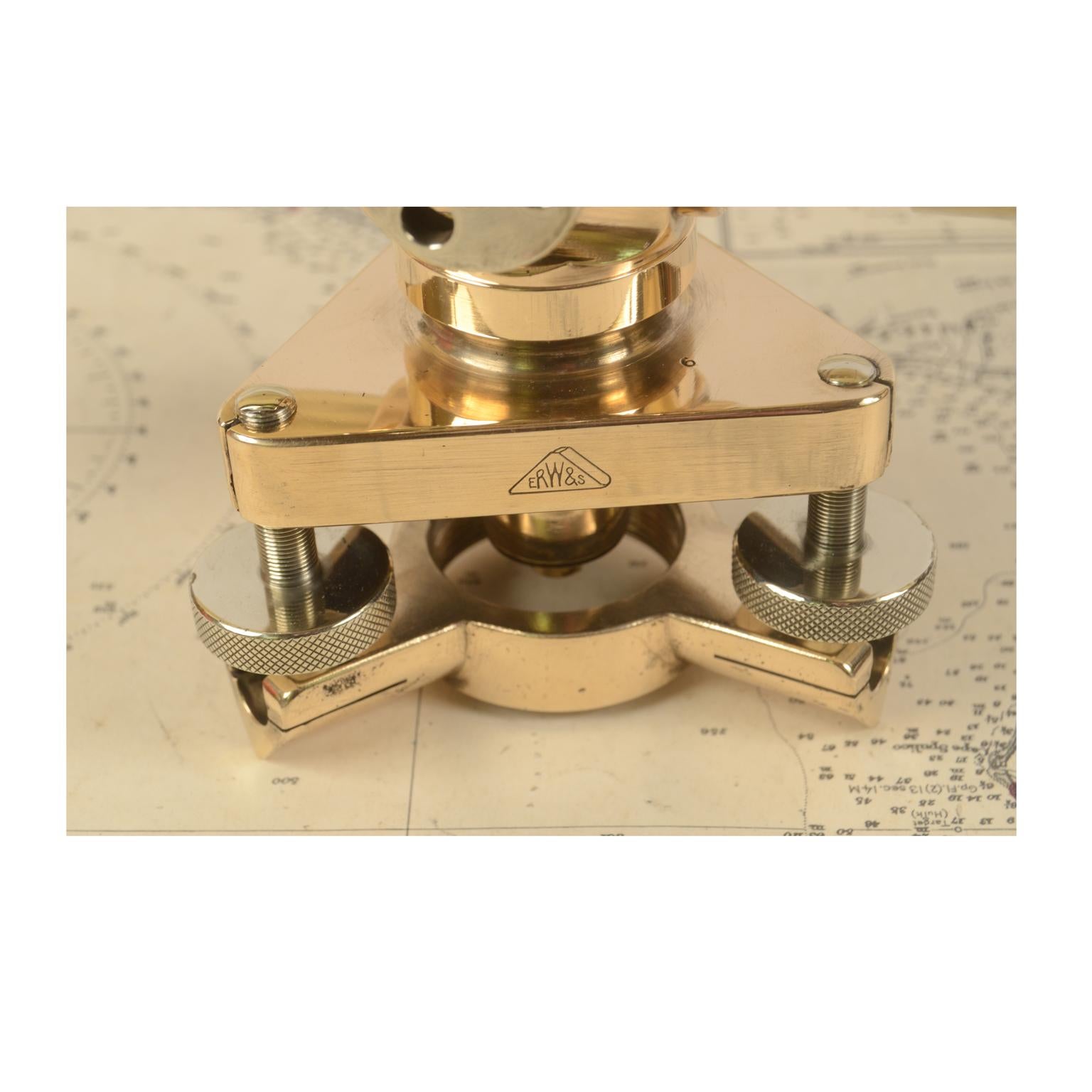 1890 Antique Brass Level Watts & Sond London Mahogany Box, Surveyor Instrument 5
