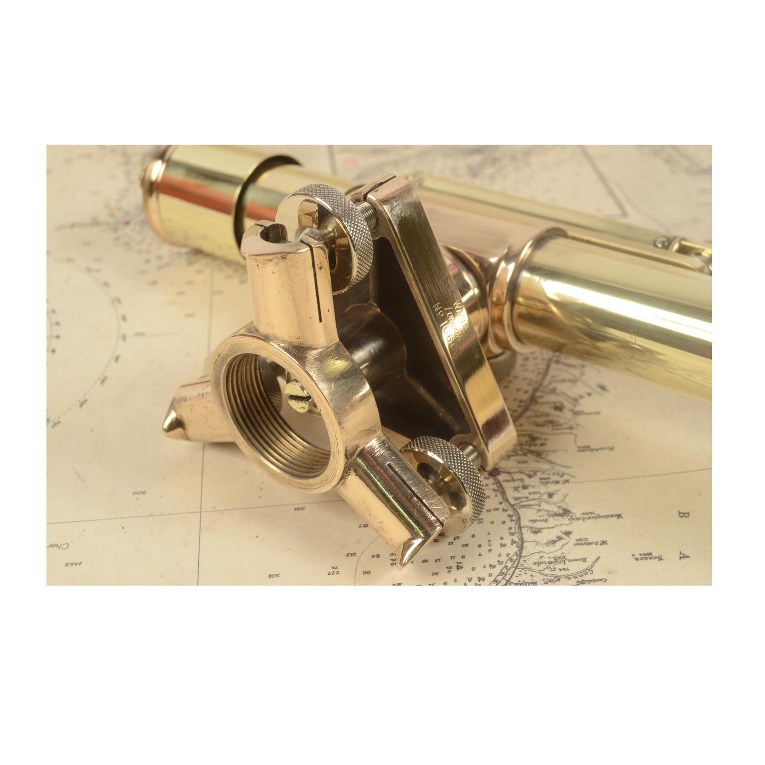1890 Antique Brass Level Watts & Sond London Mahogany Box, Surveyor Instrument 8