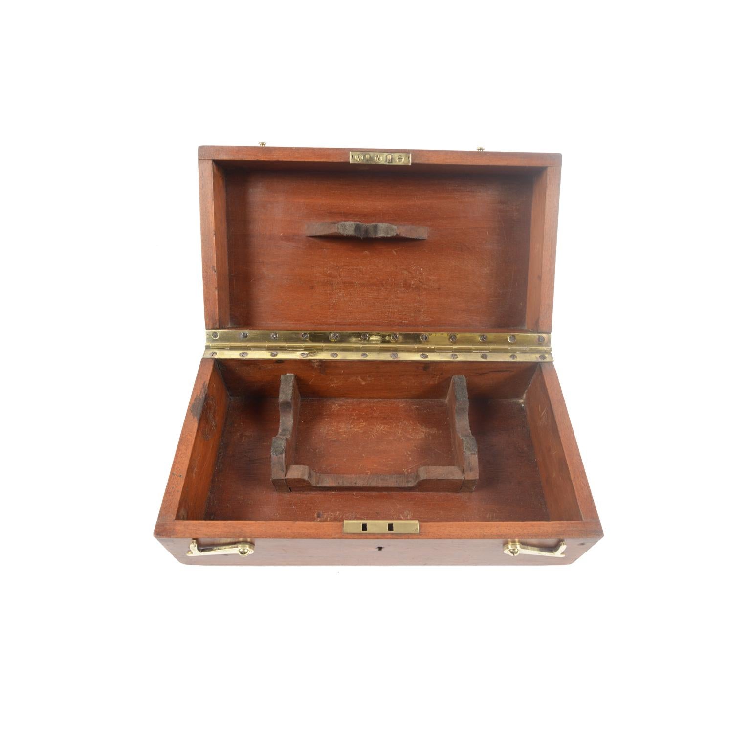 1890 Antique Brass Level Watts & Sond London Mahogany Box, Surveyor Instrument 10