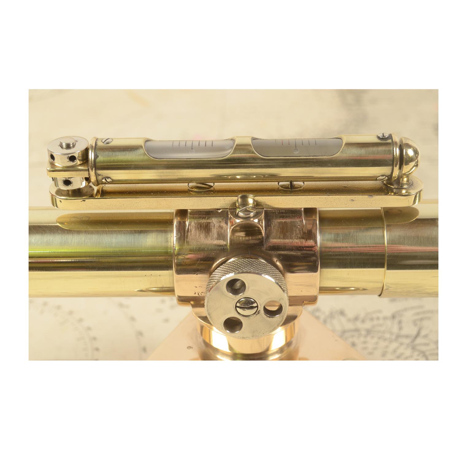 1890 Antique Brass Level Watts & Sond London Mahogany Box, Surveyor Instrument 3