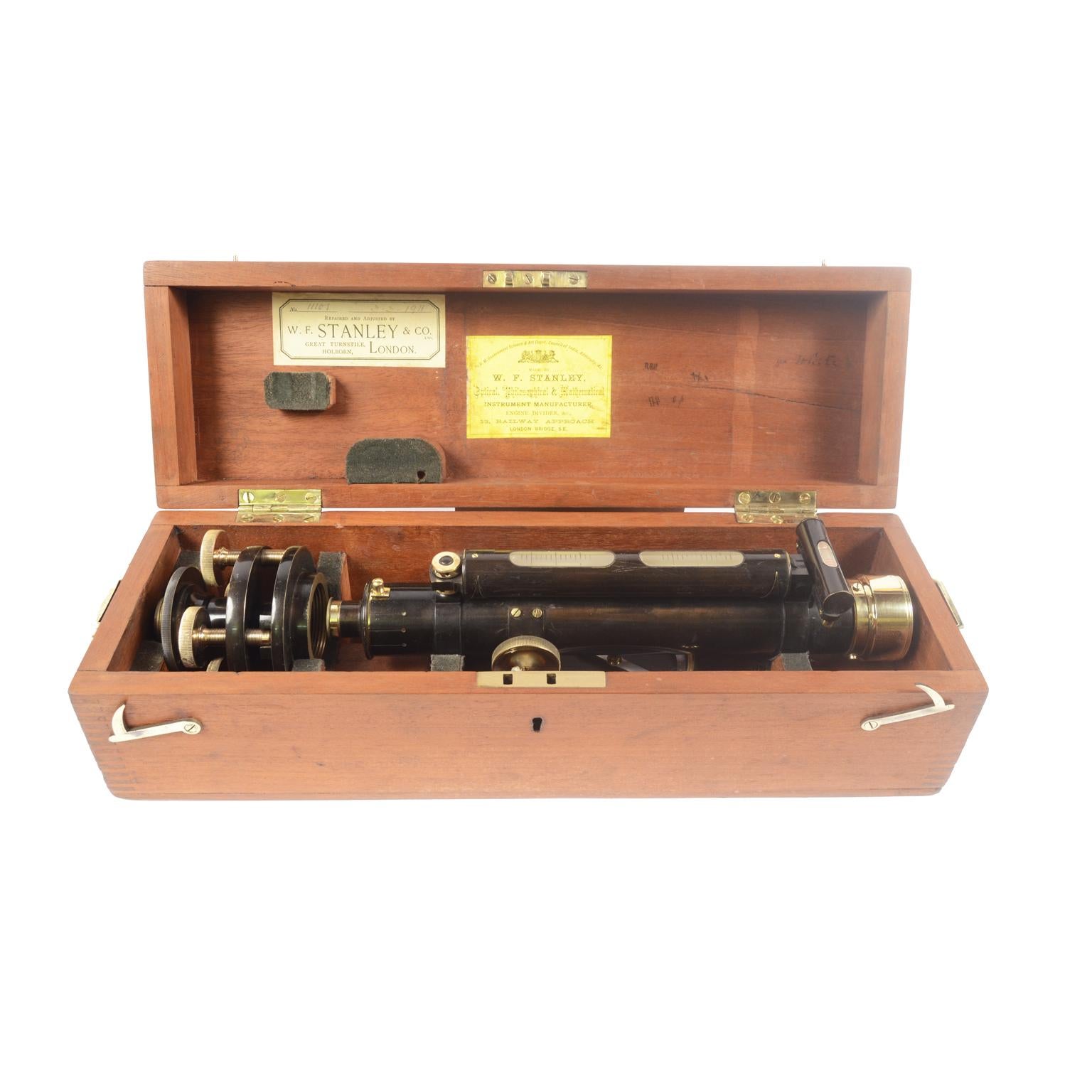 1870 Antike brüniertes Messing W F Stanley level Surveyor Measurement Instrument   (Britisch) im Angebot
