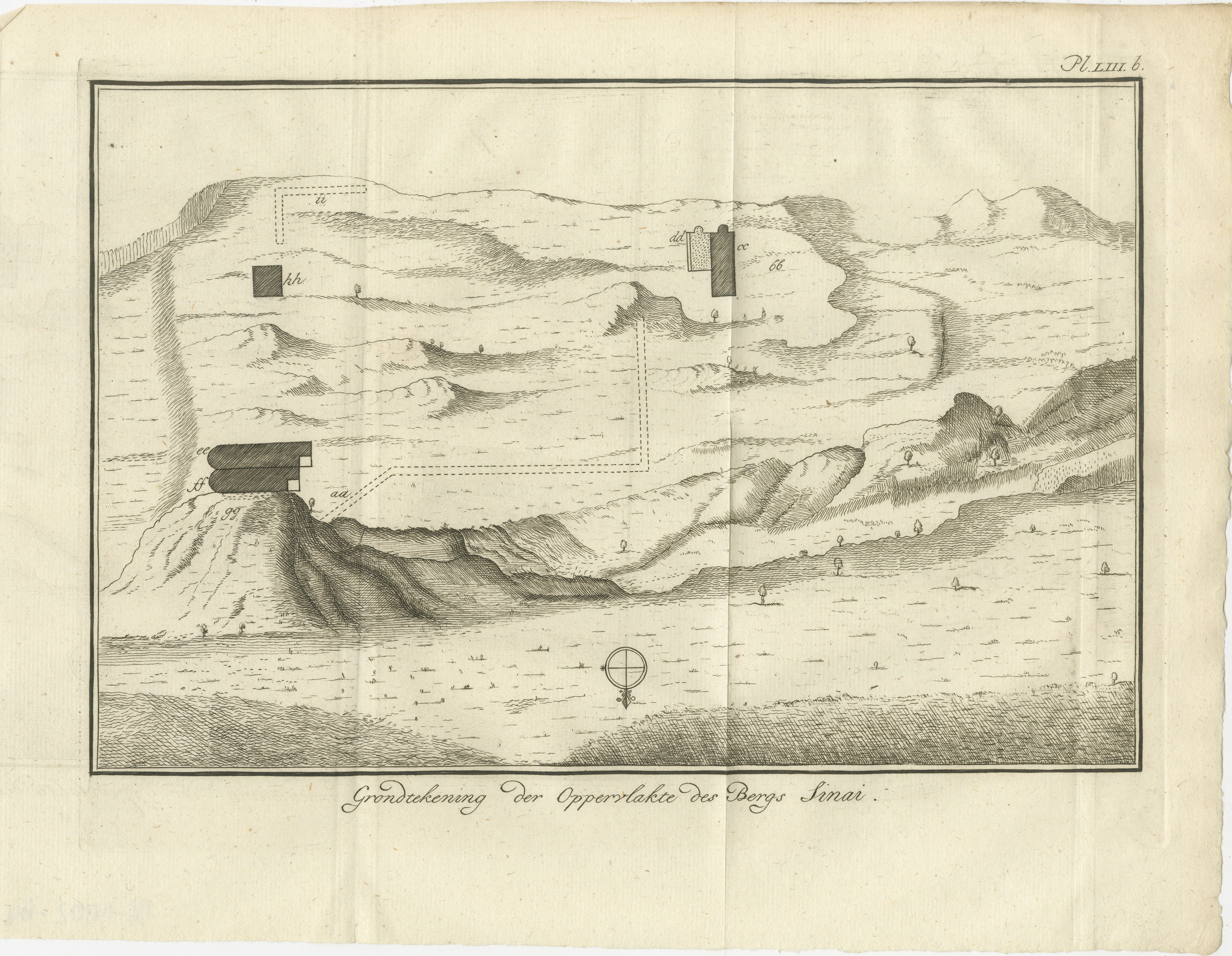 Mapa topográfico de la cumbre del monte Sinaí - Grabado antiguo de Pococke, 1776

Este grabado antiguo ofrece una vista rara y detallada de la meseta de la cumbre del monte Sinaí, titulada 