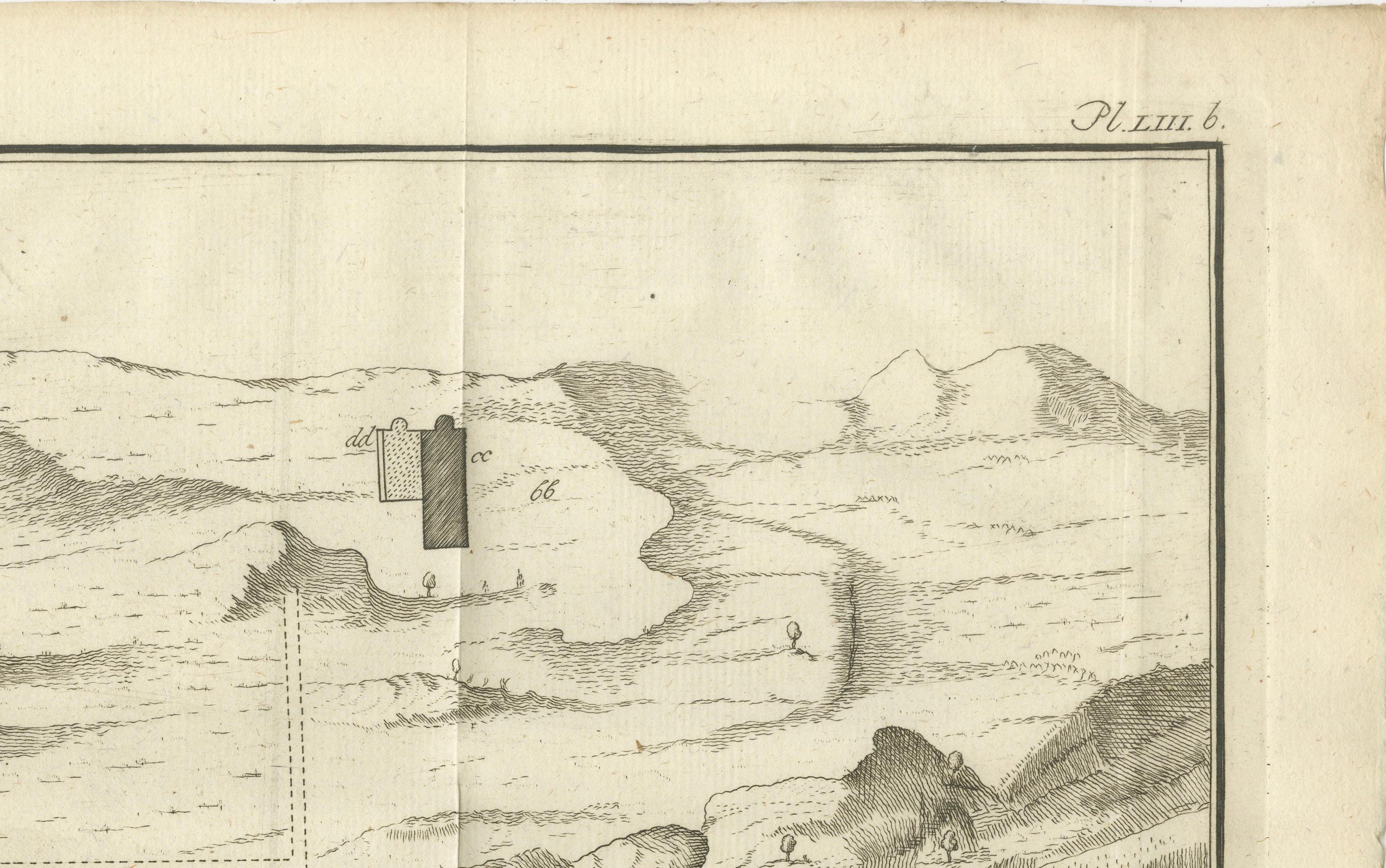 Mapa topográfico de la cumbre del monte Sinaí - Grabado antiguo de Pococke, 1776 en Bueno estado para la venta en Langweer, NL