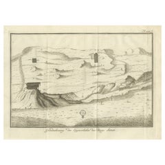 Mapa topográfico de la cumbre del monte Sinaí - Grabado antiguo de Pococke, 1776