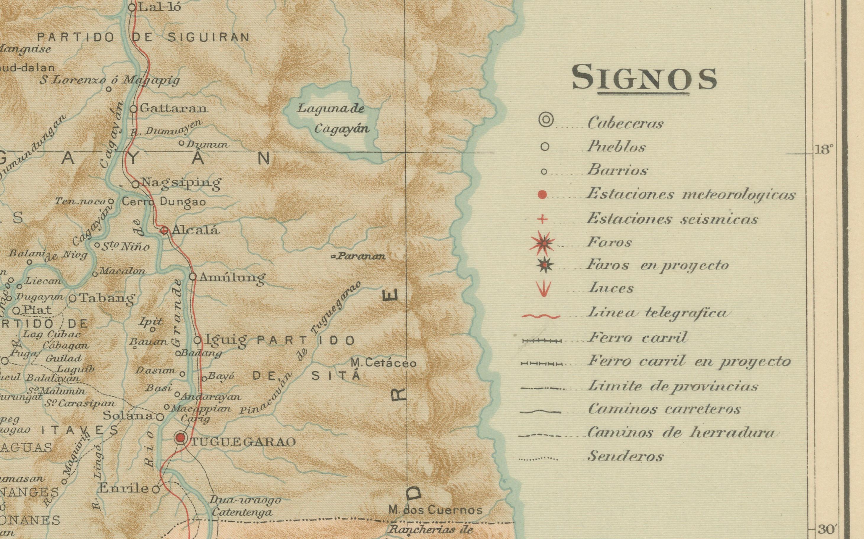 Philippine Topographic & Meteorological Map, Northern Luzon – Observatorio de Manila, 1899 For Sale