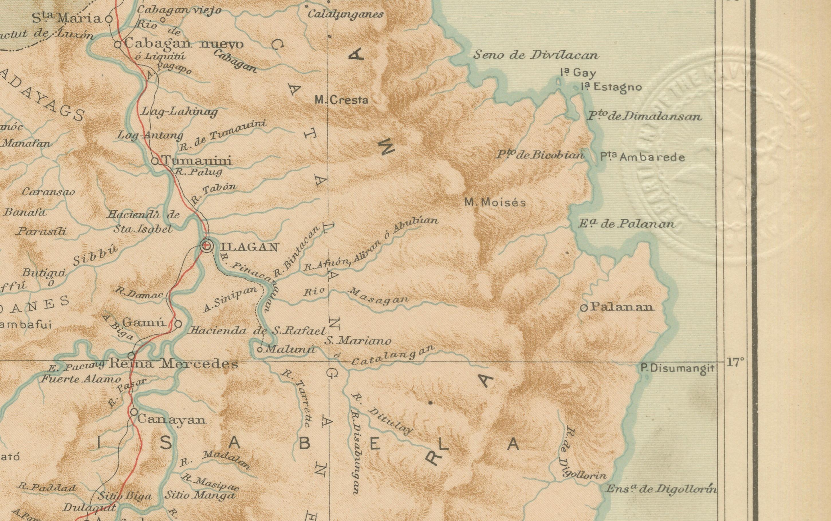 Topographic & Meteorological Map, Northern Luzon – Observatorio de Manila, 1899 In Good Condition For Sale In Langweer, NL