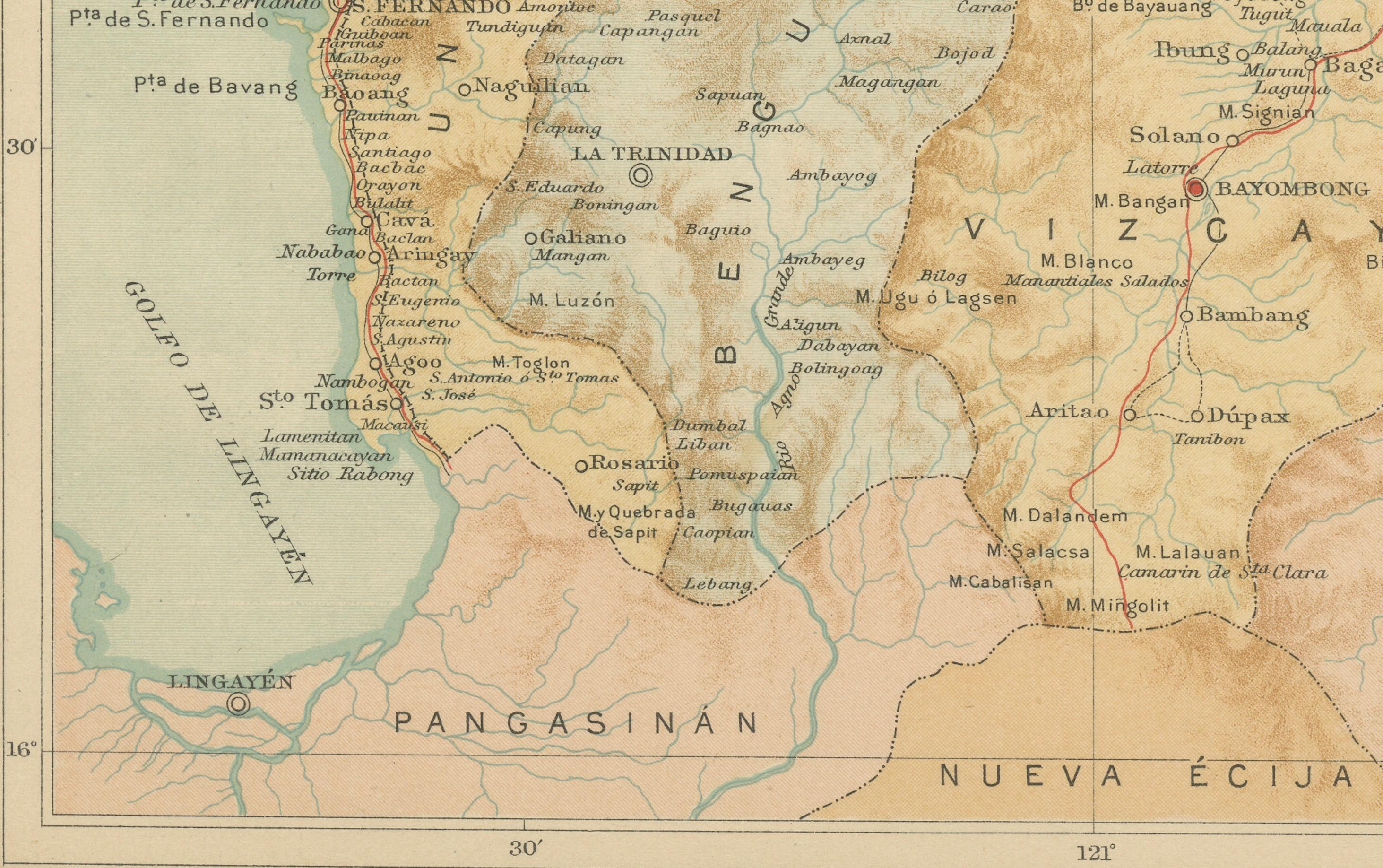 Paper Topographic & Meteorological Map, Northern Luzon – Observatorio de Manila, 1899 For Sale