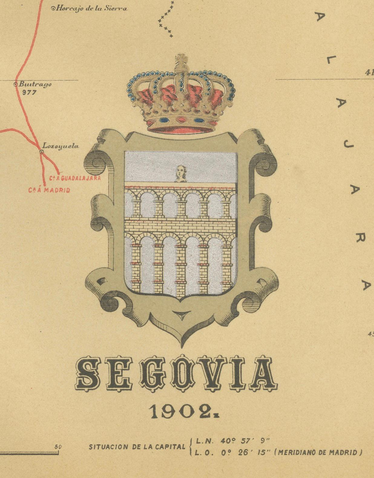 Paper Topographical and Administrative Cartography of Segovia in Spain, 1902 For Sale