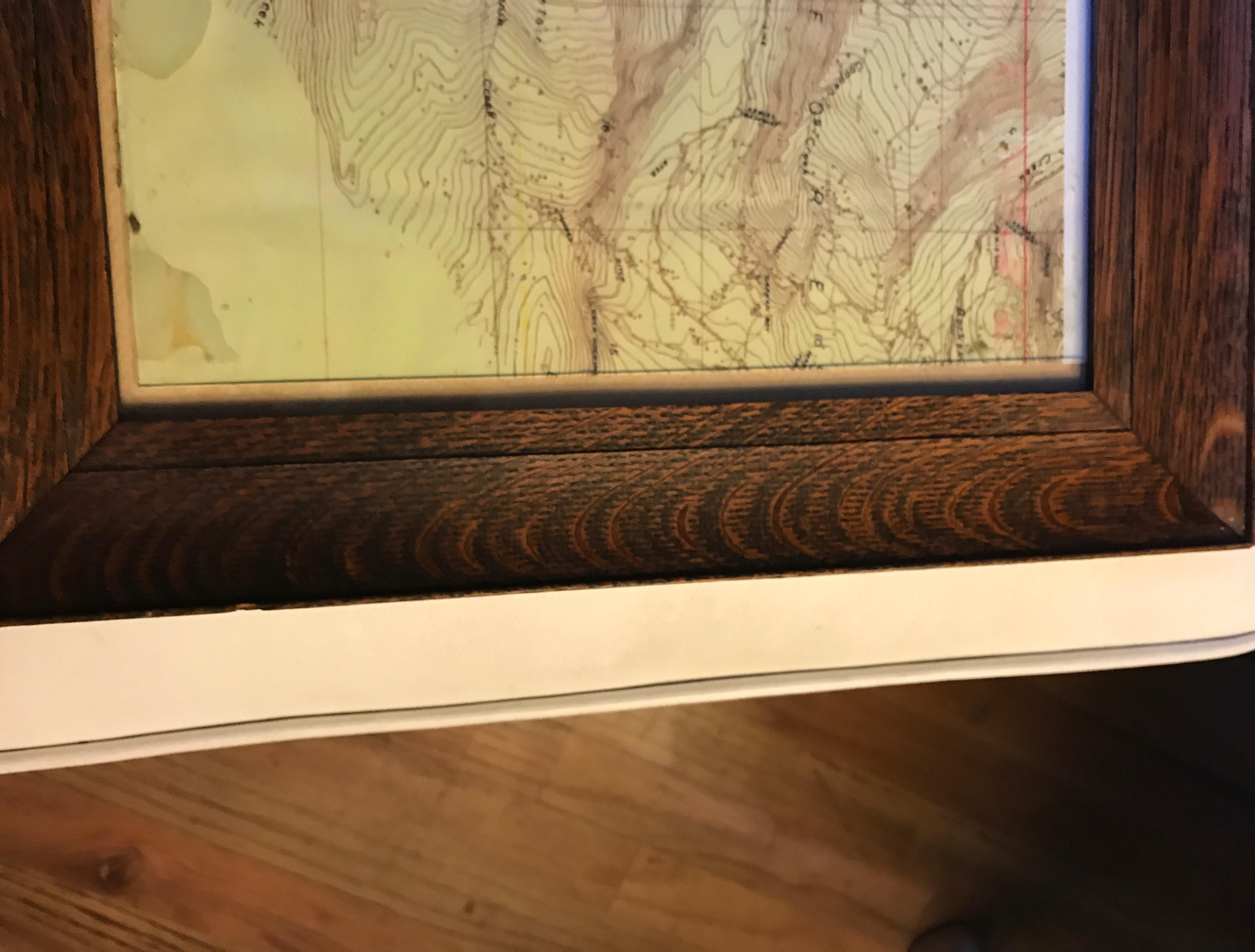 Topographical Map of the Pennsylvania Mountains in a Quarter Sawn Oak Frame For Sale 4