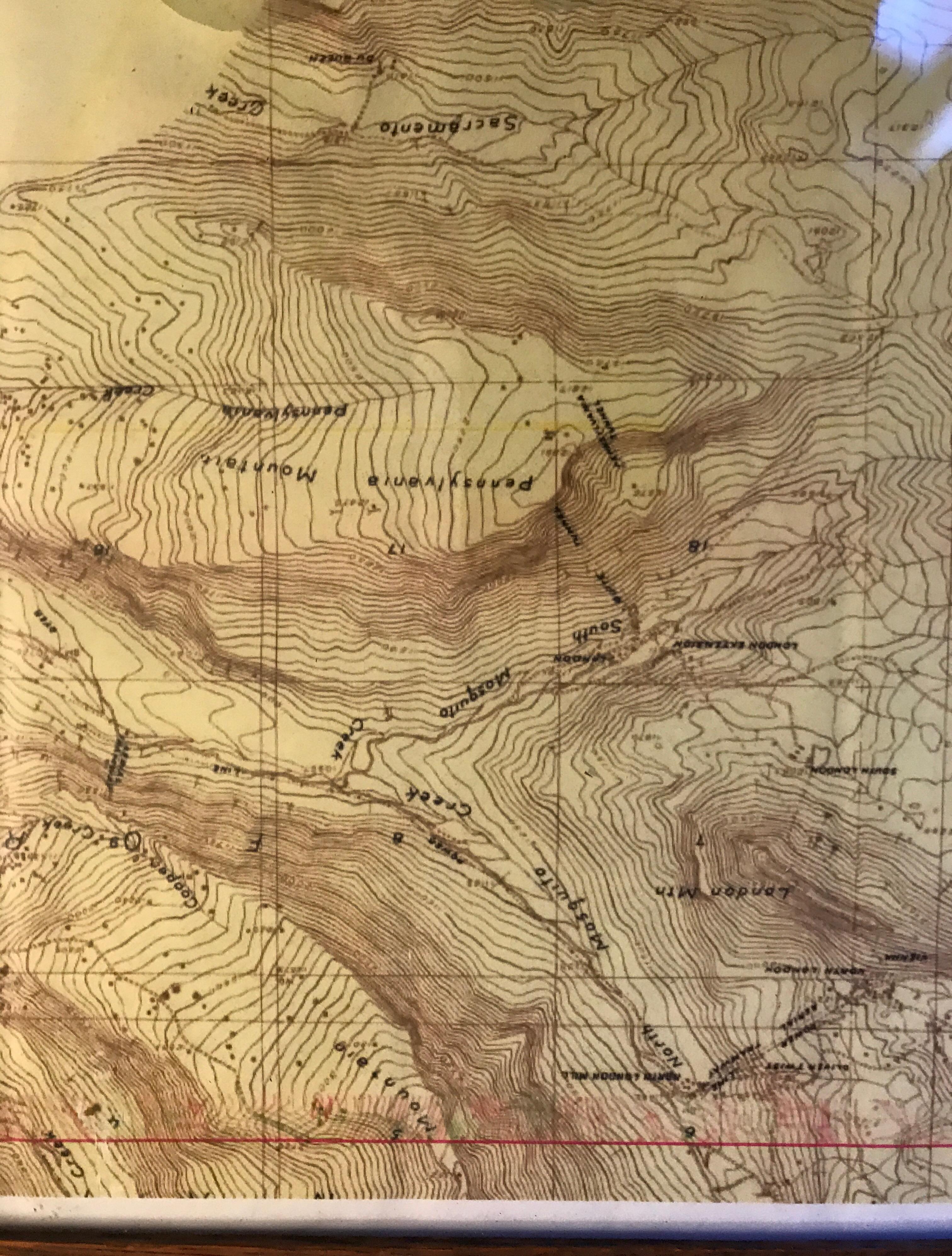 Topographical Map of the Pennsylvania Mountains in a Quarter Sawn Oak Frame For Sale 11