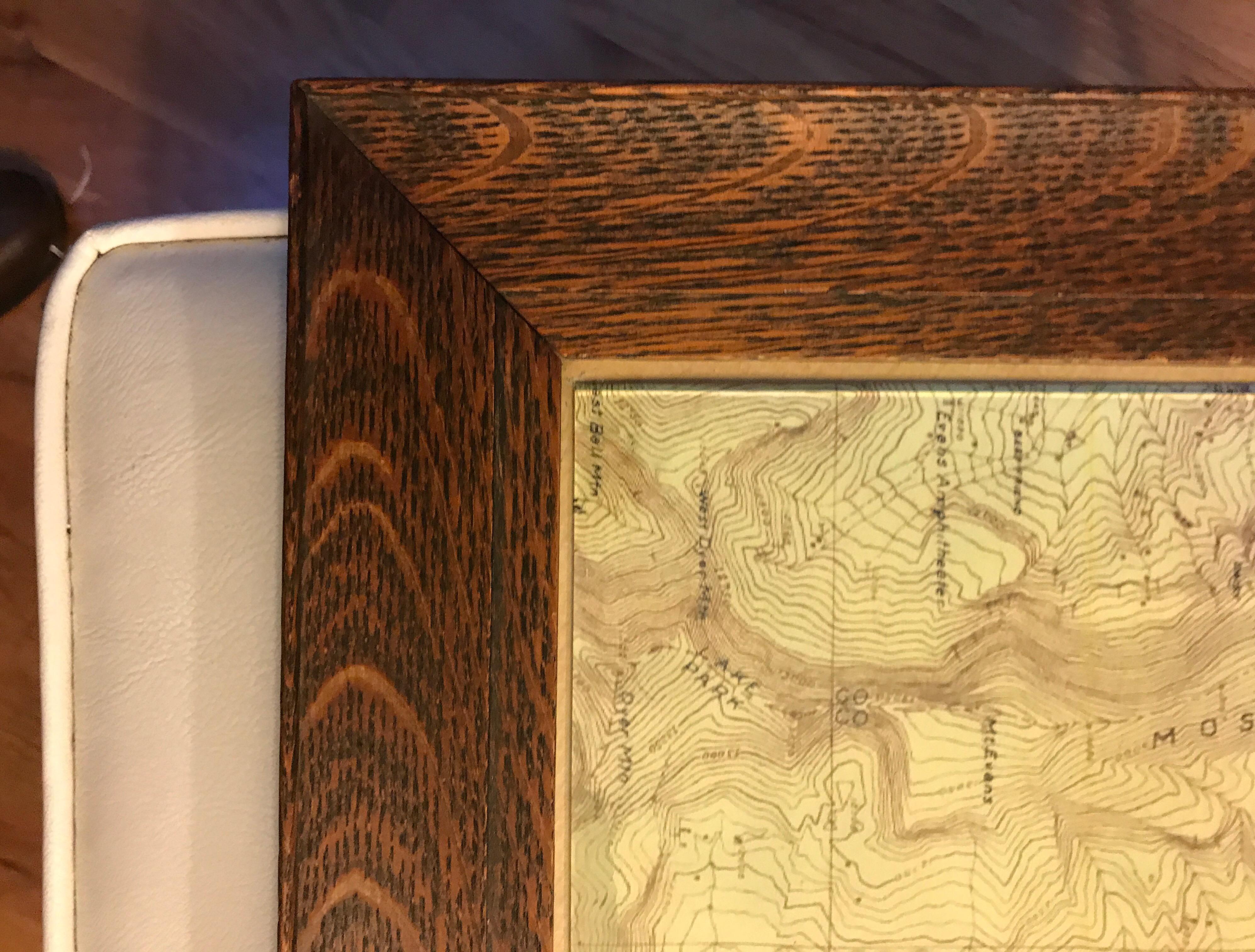 Topographical Map of the Pennsylvania Mountains in a Quarter Sawn Oak Frame For Sale 2