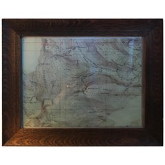 Topographical Map of the Pennsylvania Mountains in a Quarter Sawn Oak Frame