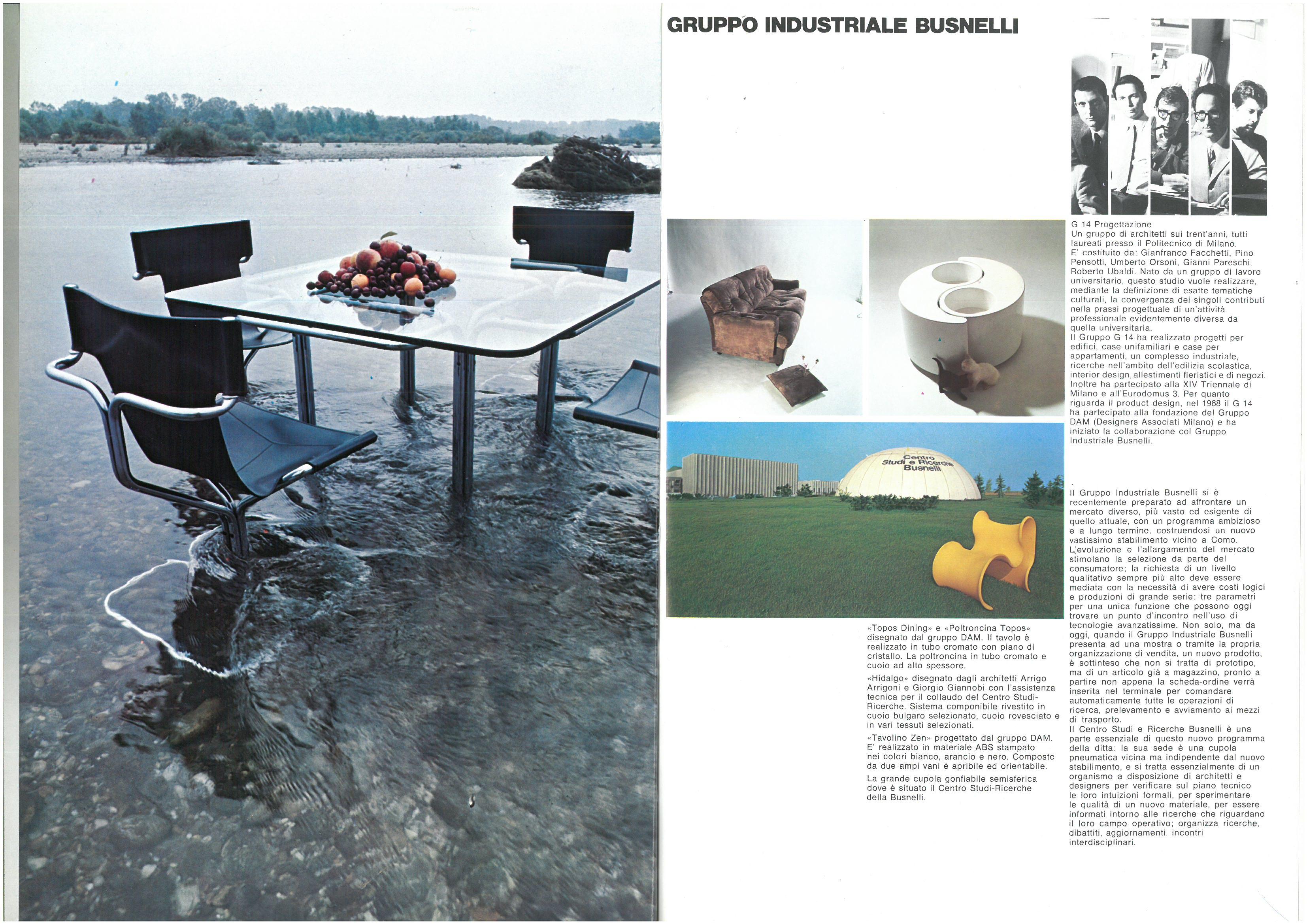 Verre Table Topos par Gruppo Dam pour Gruppo Industriale Busnelli, 1969 en vente
