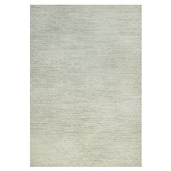 Toque White Hand Knotted Modern Design Hand Spun Undyed Wool Oversized Rug