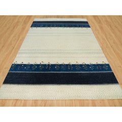 Toque White Modern Gabbeh Tree All Wool Lush and Plush Hand Knotted Oriental Rug