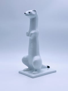 Tor Vaa (1928-2008) Sculpture "Sitting Stoat", Porsgrund Porcelain, Norway