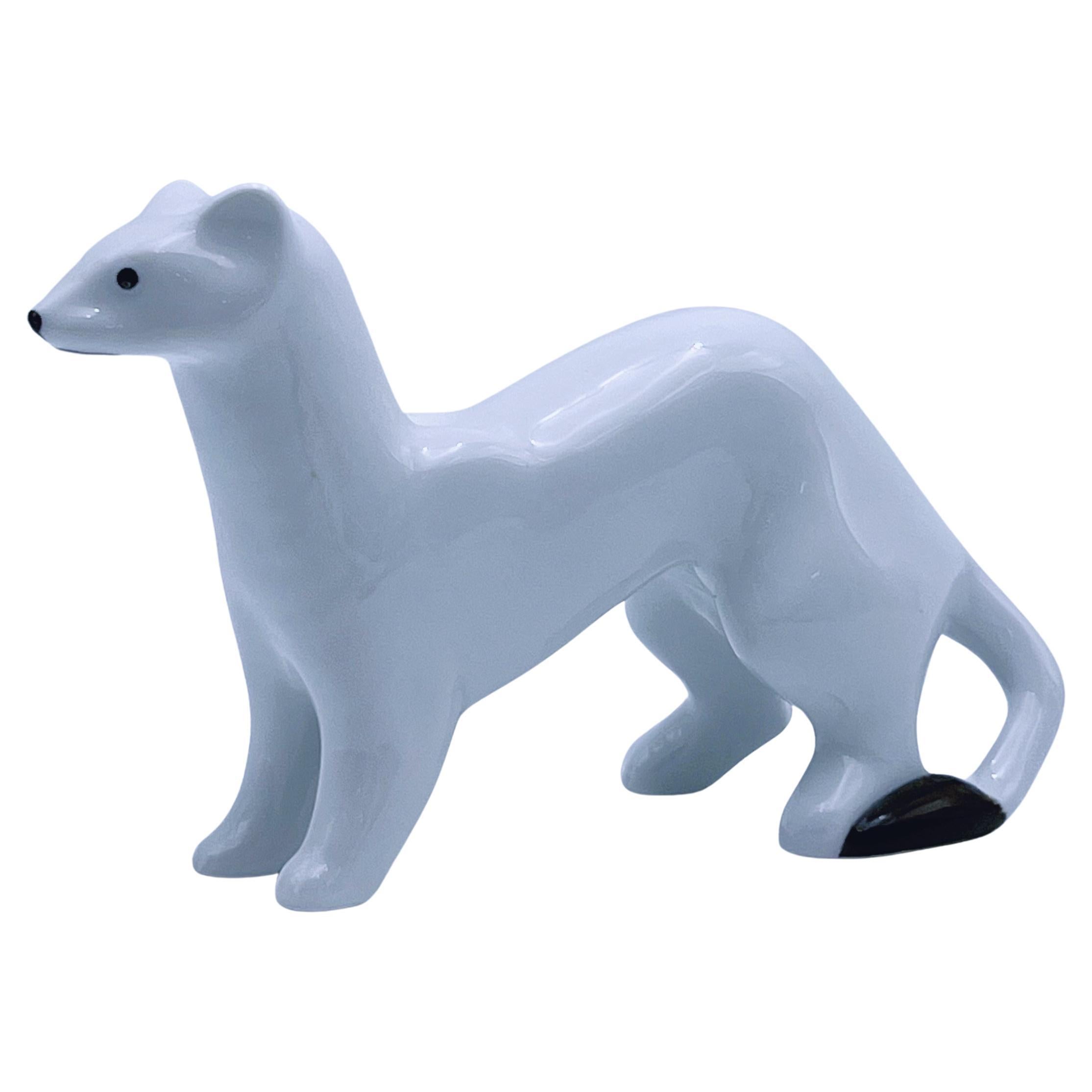Tor Vaa (1928-2008) Scultura "Stoat", Porsgrund Porcelain, Norvegia