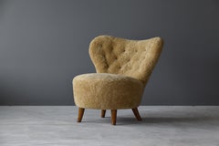 Tor Wolfenstein:: Chaise longue organique:: peau de mouton:: hêtre teinté:: Ditzinger:: 1940