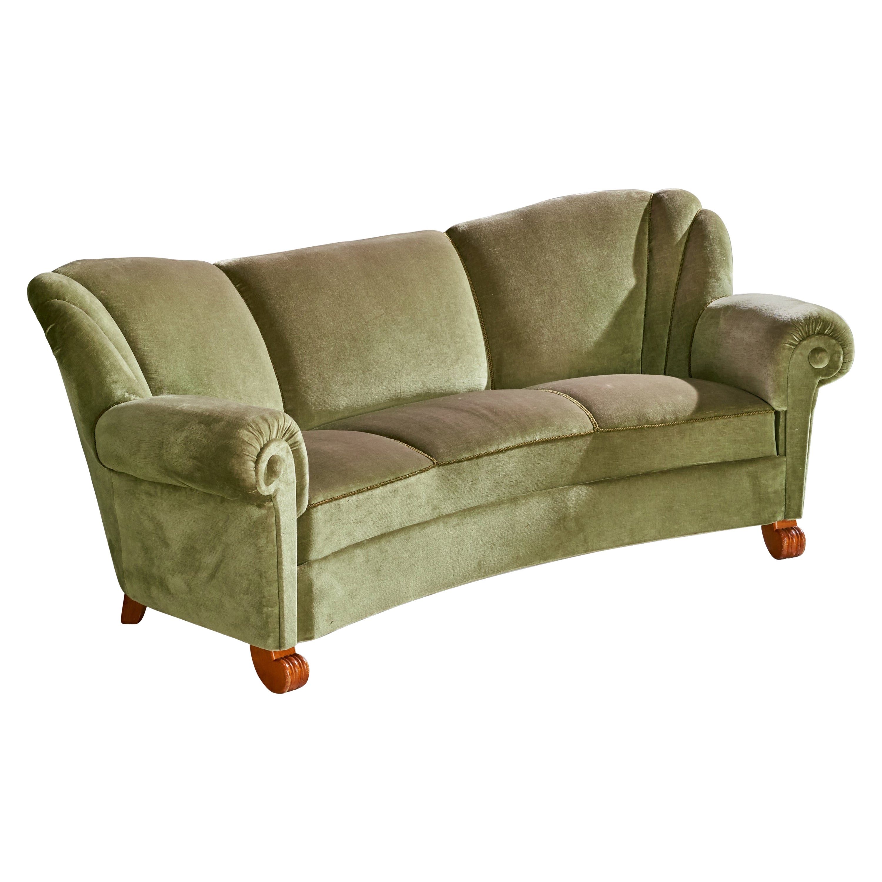 Tor Wolfenstein, Sofa, Fabric, Wood, Sweden, 1940s