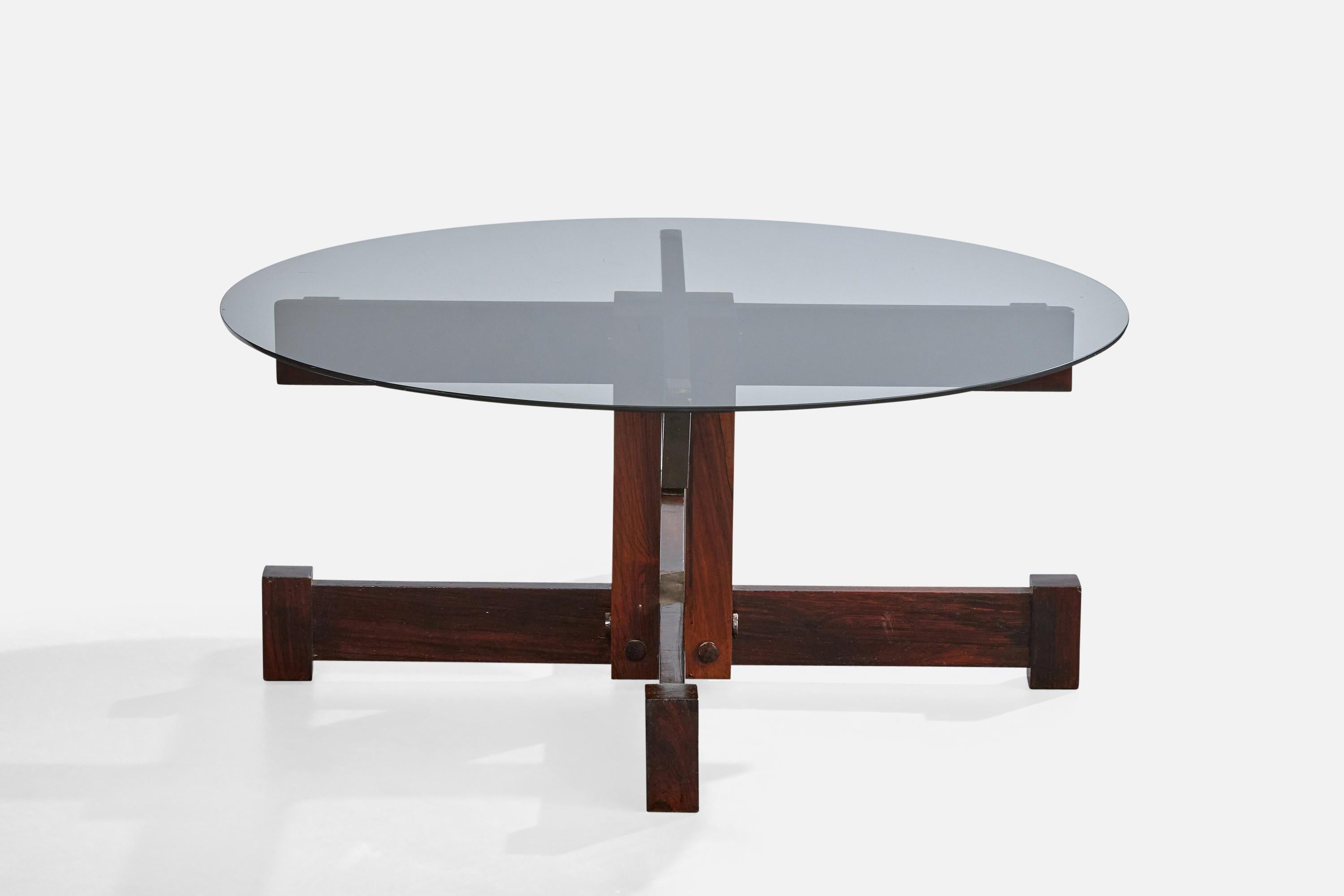 Brésilien Tora Arquitetura, table basse, Wood, verre, Brésil, années 1960 en vente