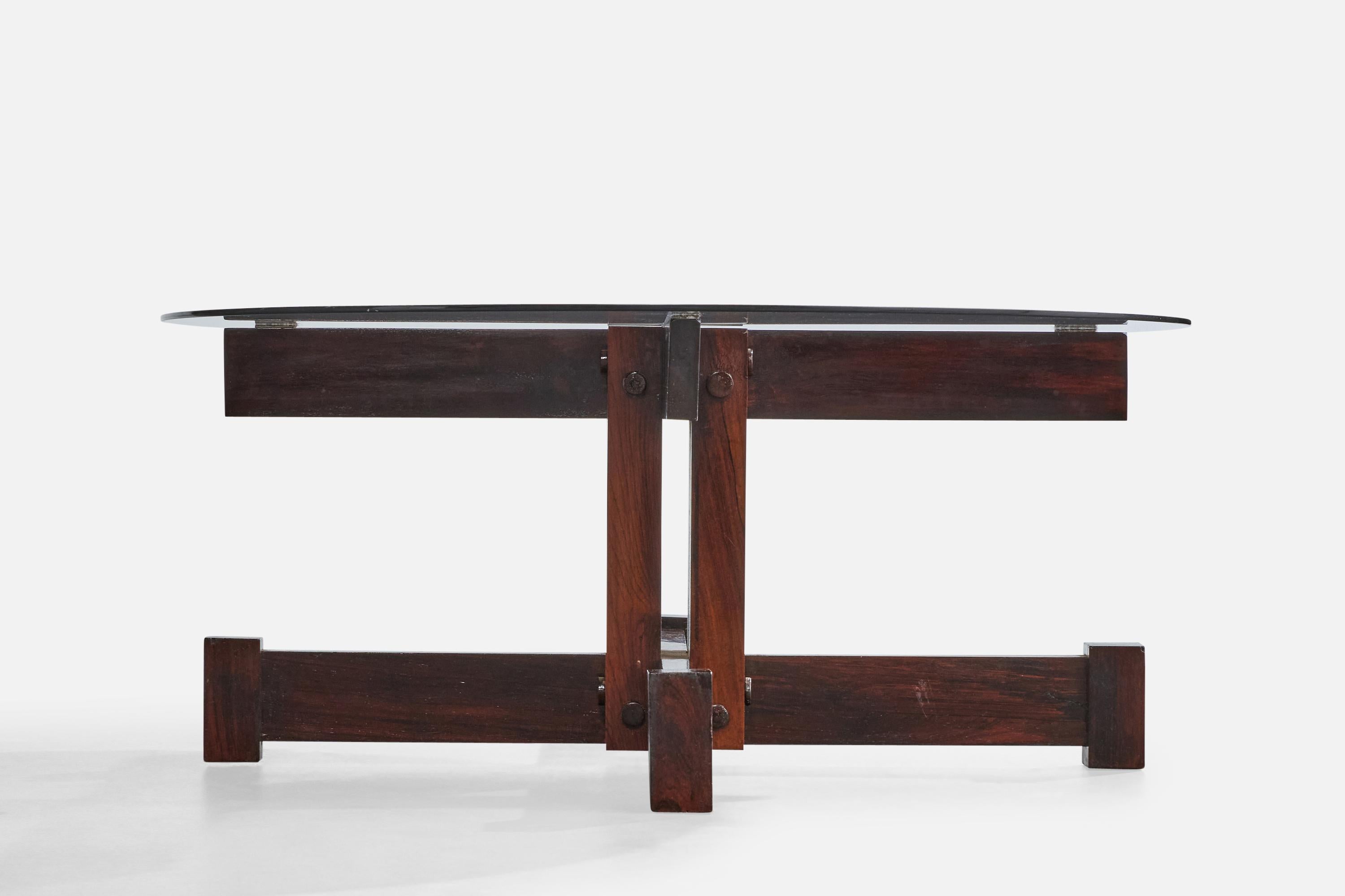Tora Arquitetura, table basse, Wood, verre, Brésil, années 1960 Bon état - En vente à High Point, NC
