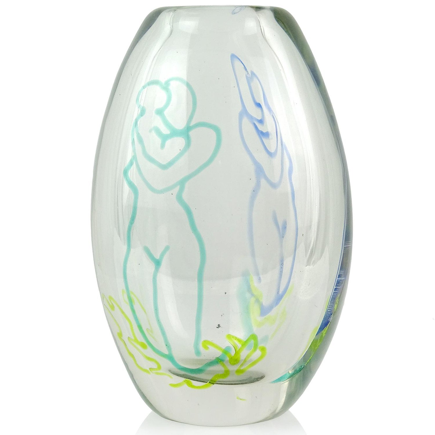 Tora Pors Kalmar Glasbruk Sweden Teal Blue Mother Child Myrica Art
