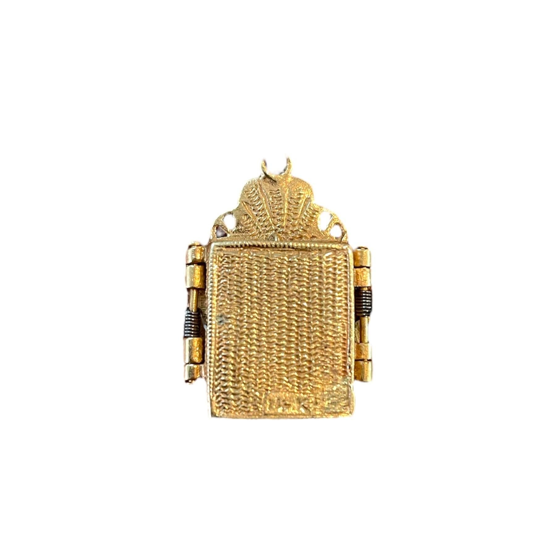 Retro Torah Jewish Pendant - 14K Yellow Gold