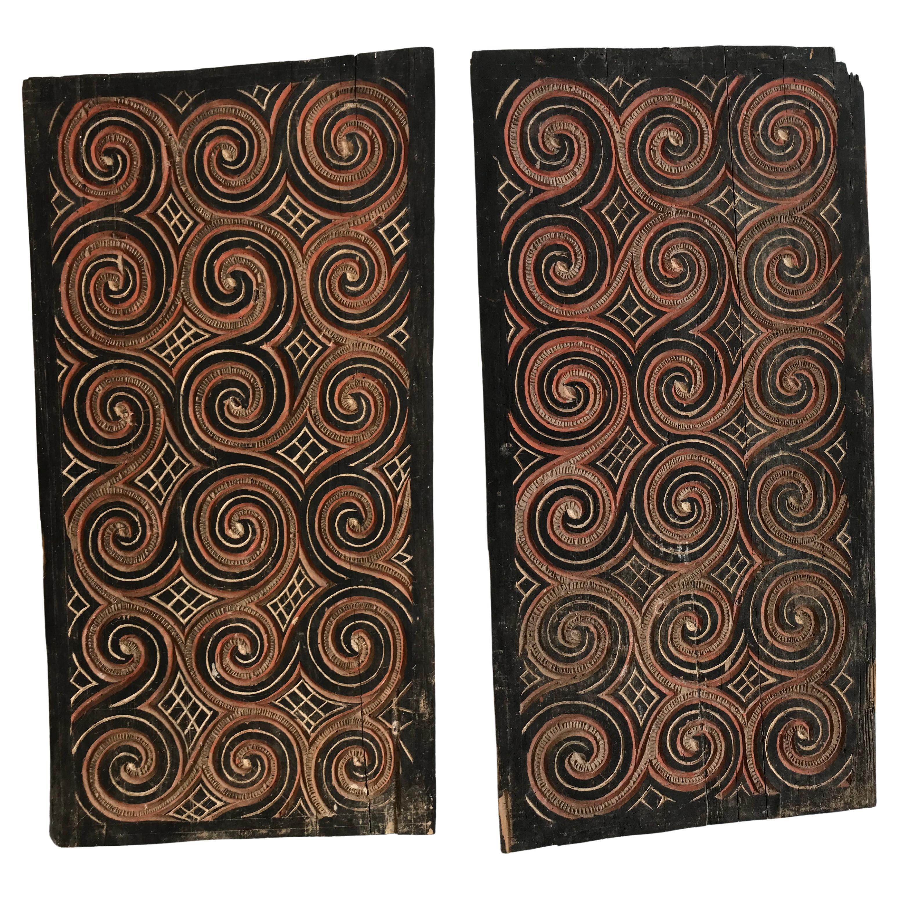 Toraja Carved Painted Wood Panels Indonesia Tribal Art Interior Design