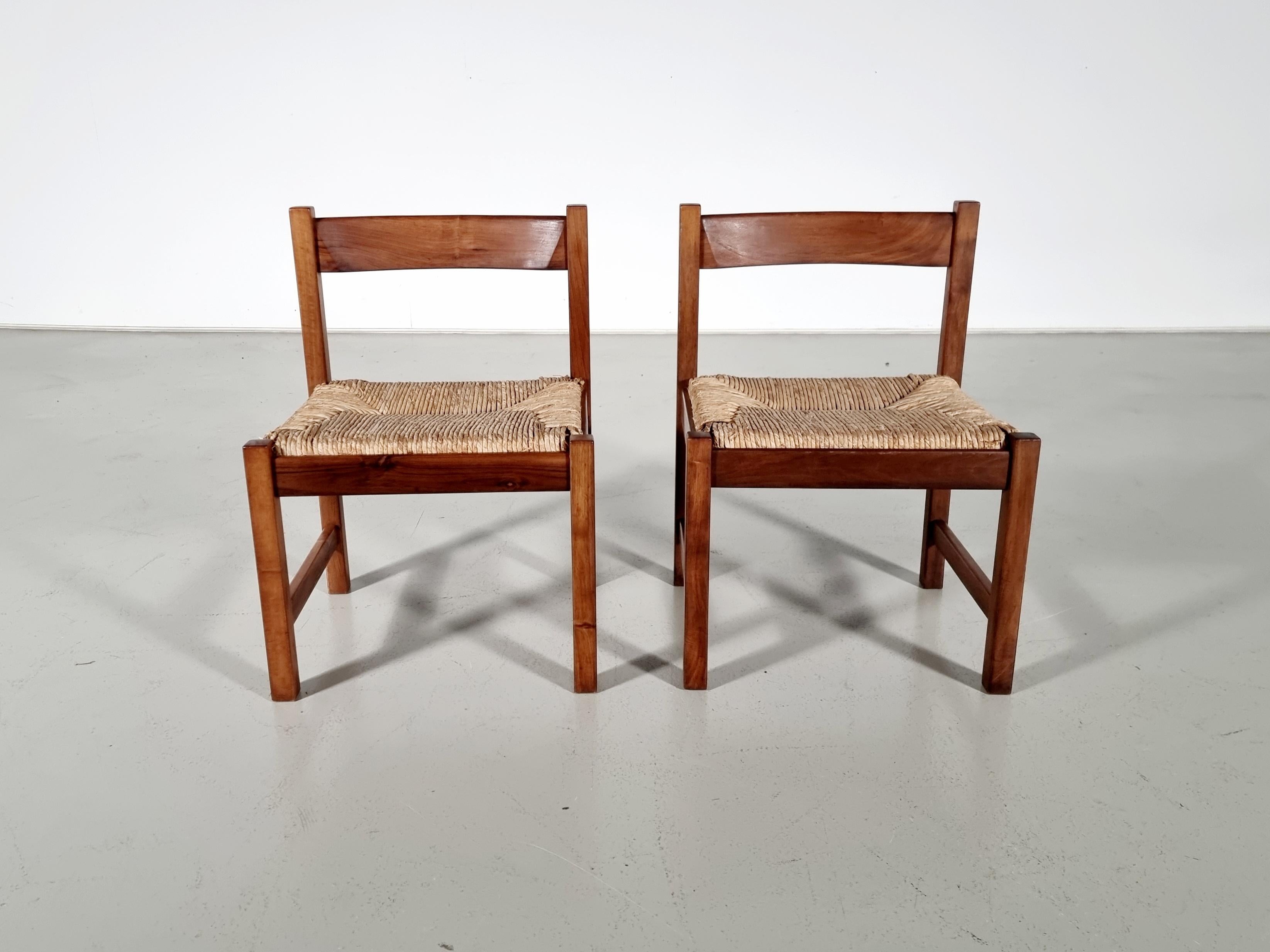 Torbecchia Chairs in walnut and rush, Giovanni Michelucci for Poltronova, 1960s For Sale 4