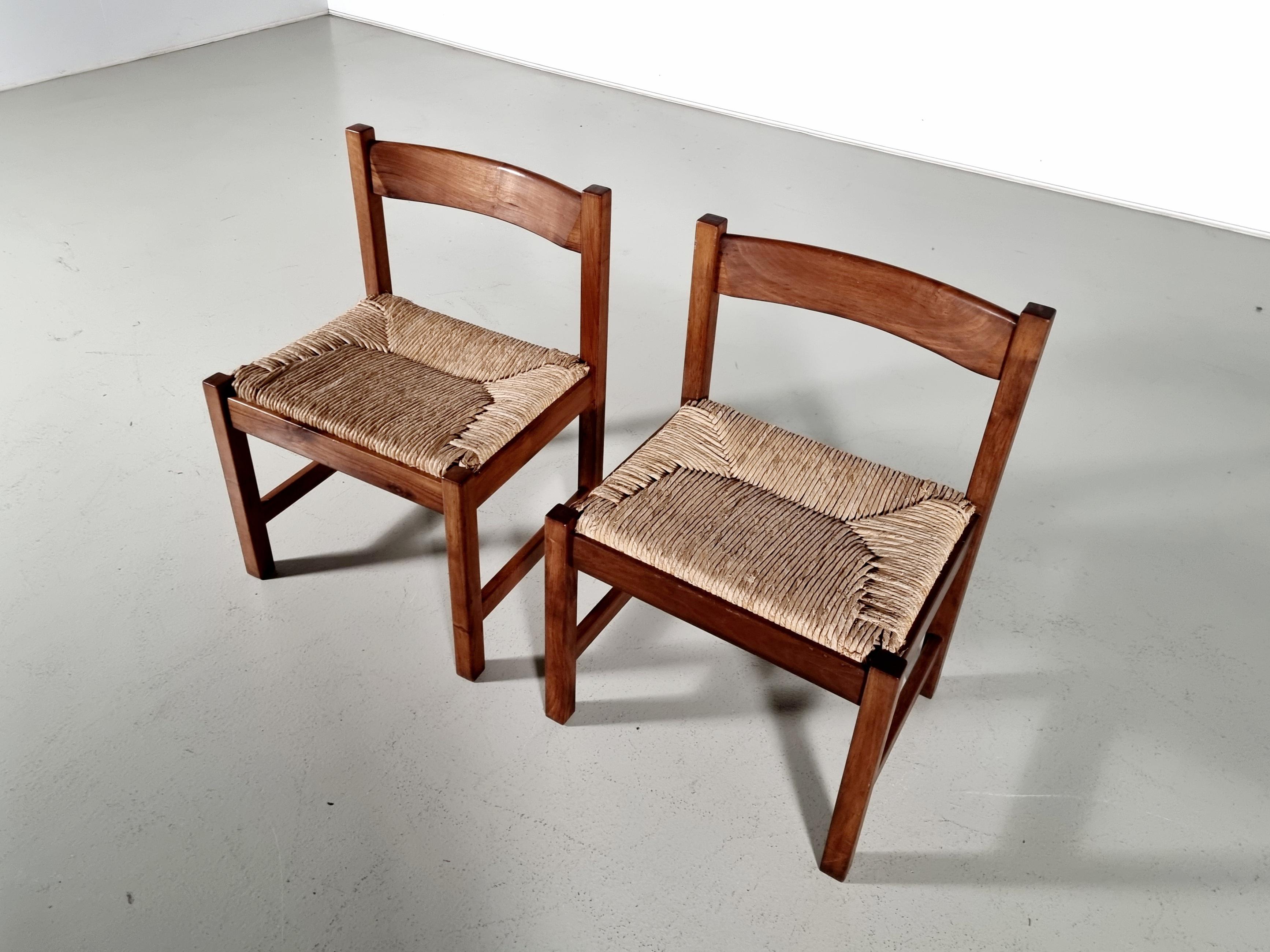 Torbecchia Chairs in walnut and rush, Giovanni Michelucci for Poltronova, 1960s For Sale 5