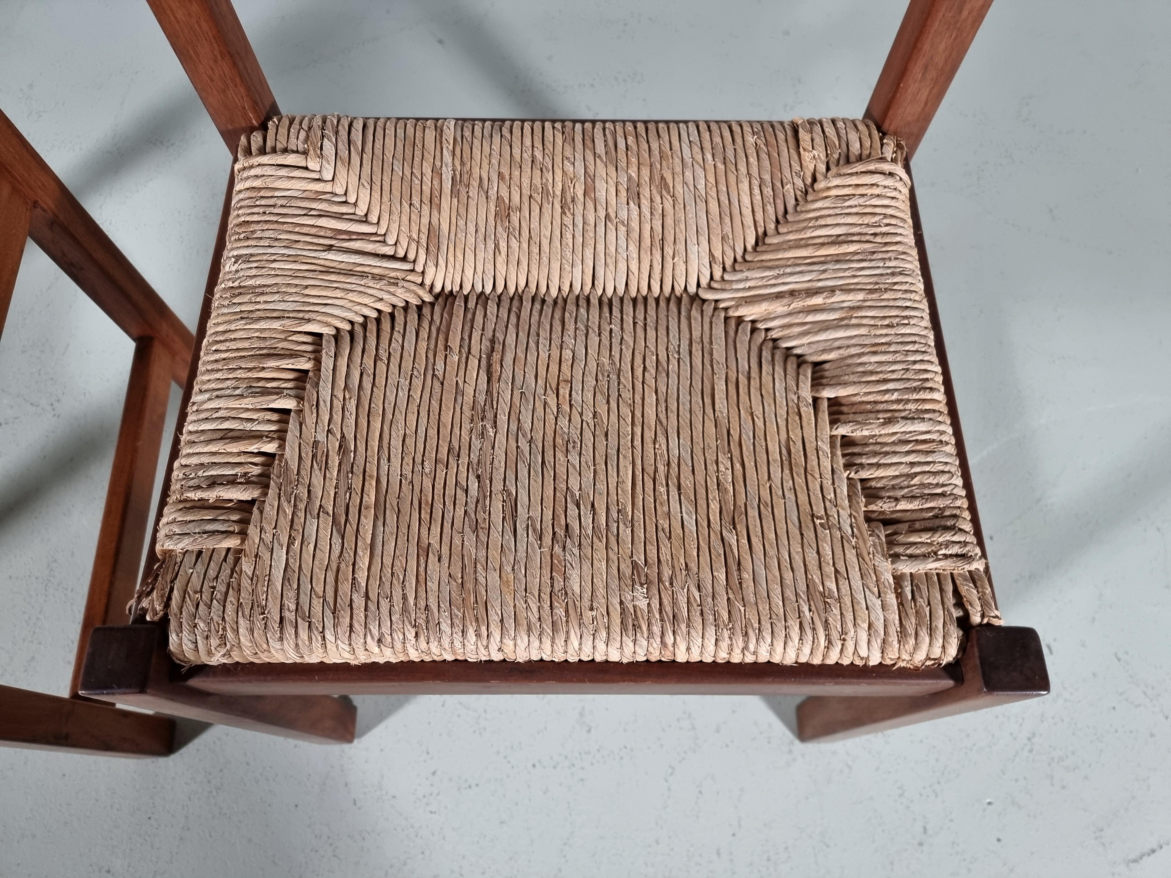 Torbecchia Chairs in walnut and rush, Giovanni Michelucci for Poltronova, 1960s For Sale 6