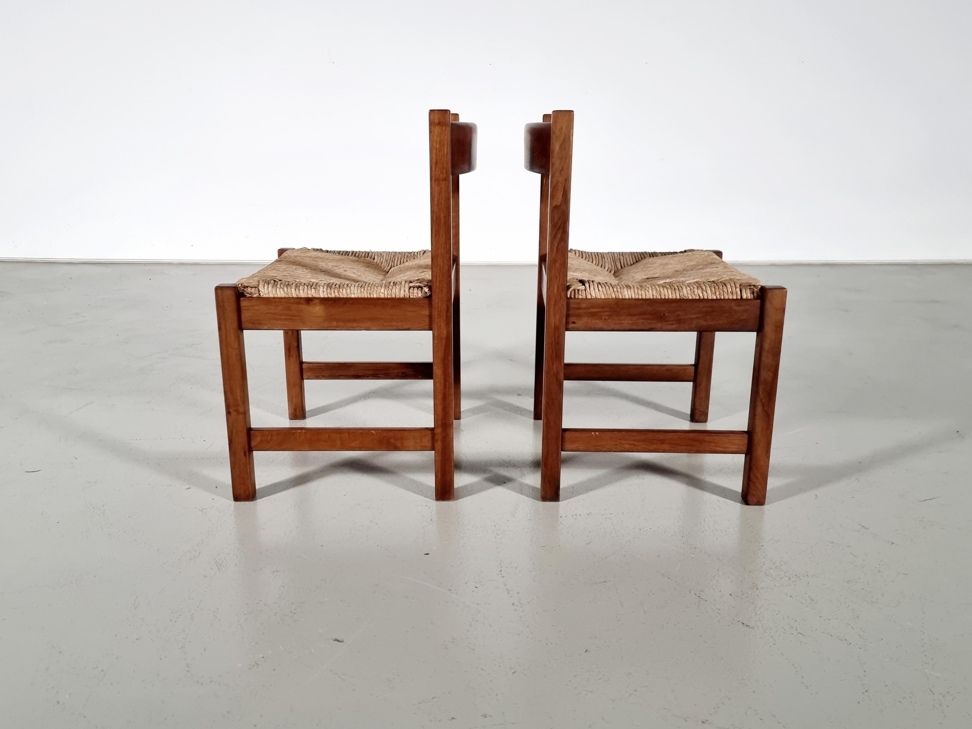 Torbecchia Chairs in walnut and rush, Giovanni Michelucci for Poltronova, 1960s For Sale 7