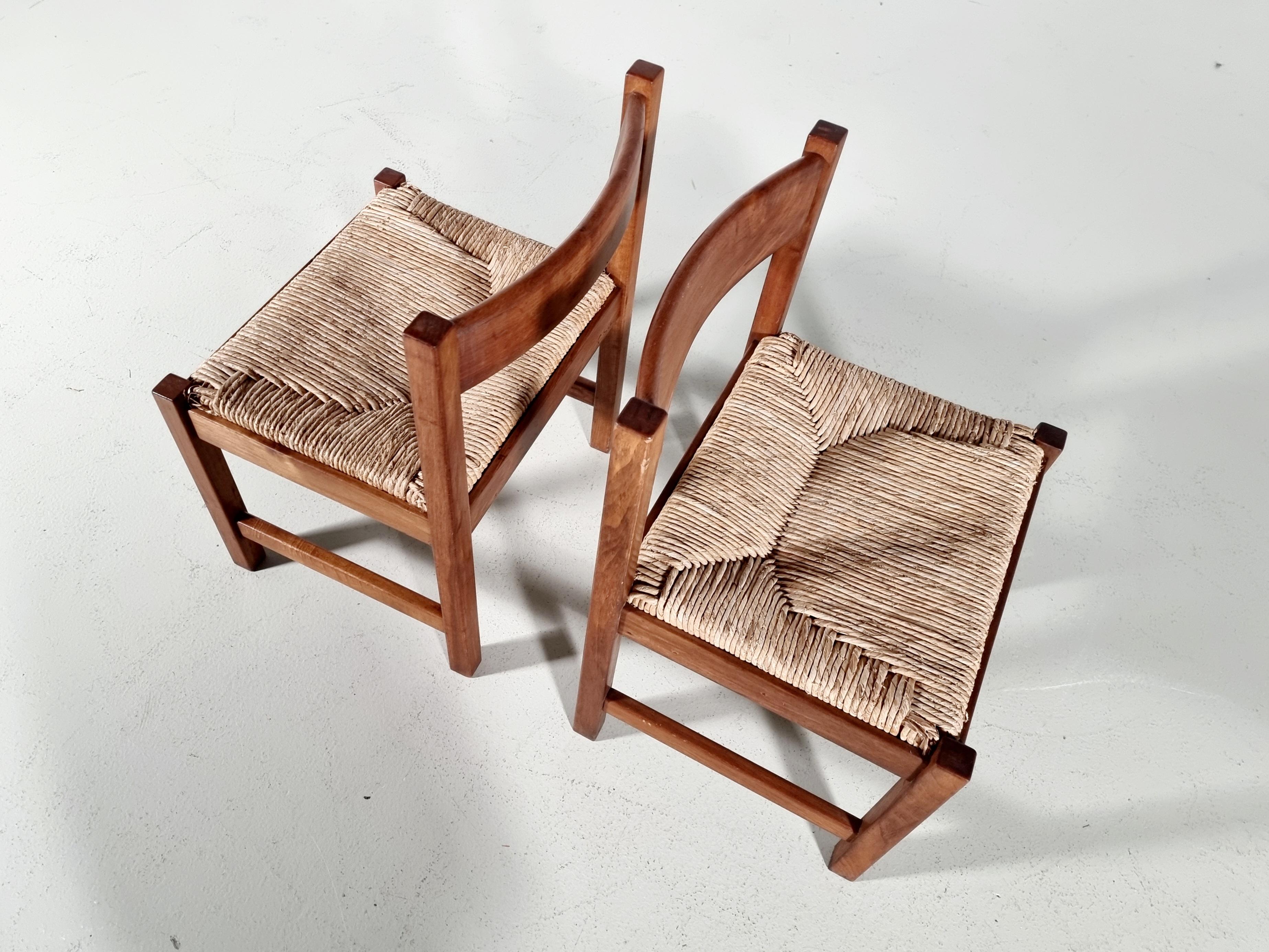 Torbecchia Chairs in walnut and rush, Giovanni Michelucci for Poltronova, 1960s For Sale 8