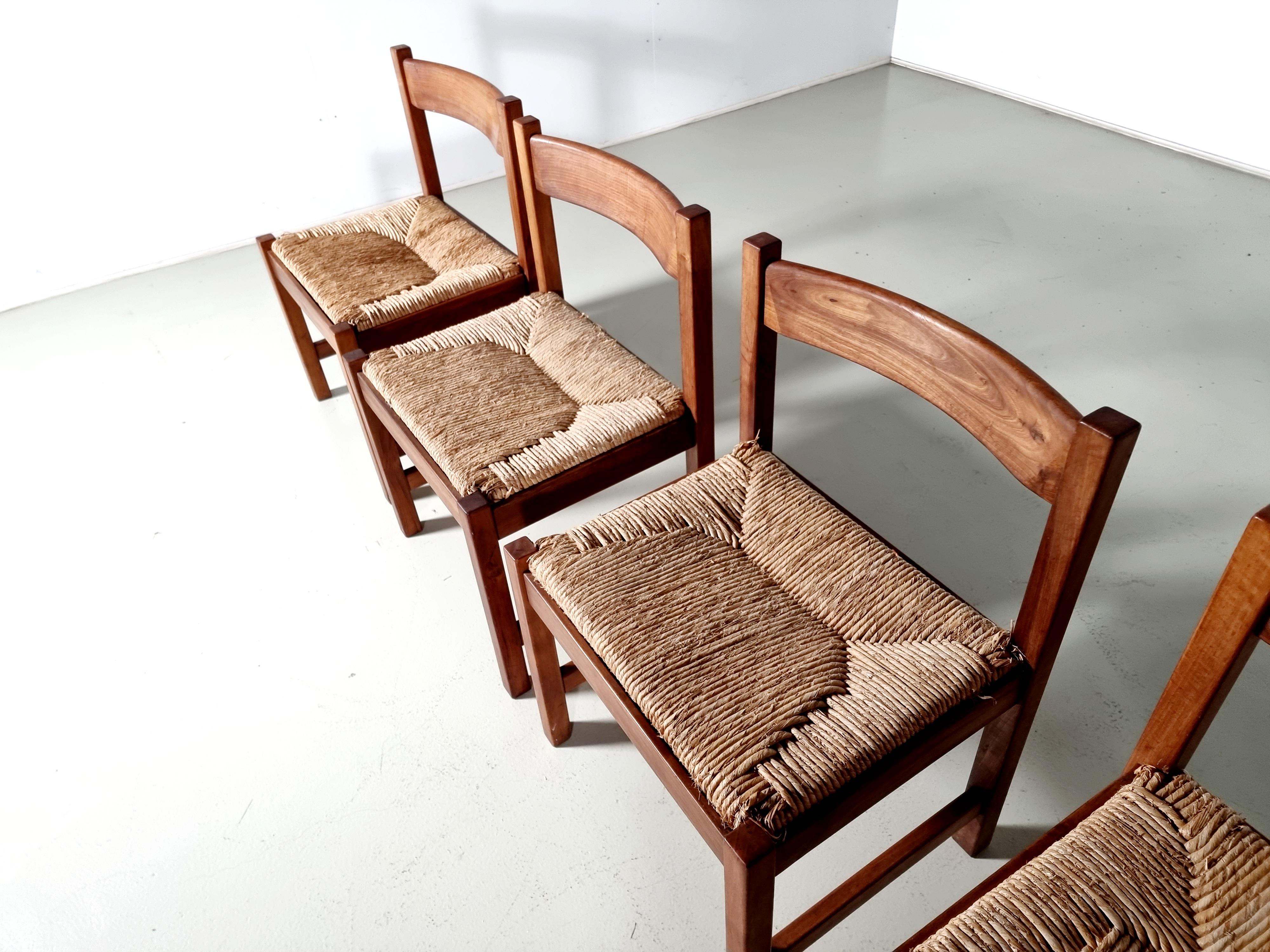 Torbecchia Chairs in walnut and rush, Giovanni Michelucci for Poltronova, 1960s In Good Condition For Sale In amstelveen, NL