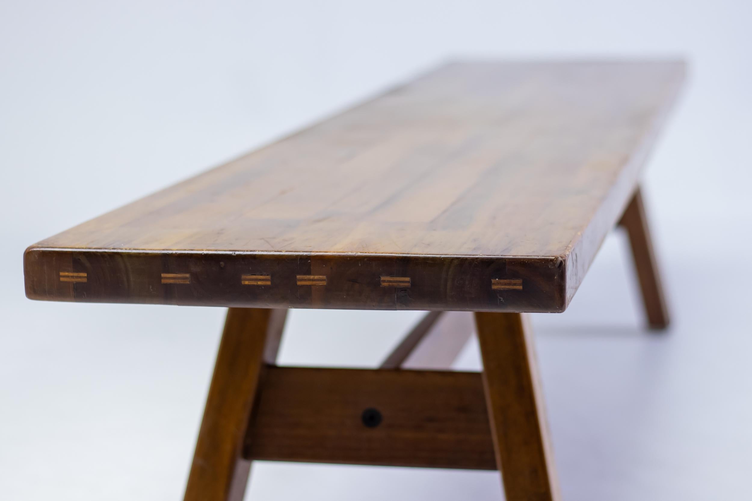 Mid-Century Modern Torbecchia Solid Walnut Bench by Giovanni Michelucci For Sale