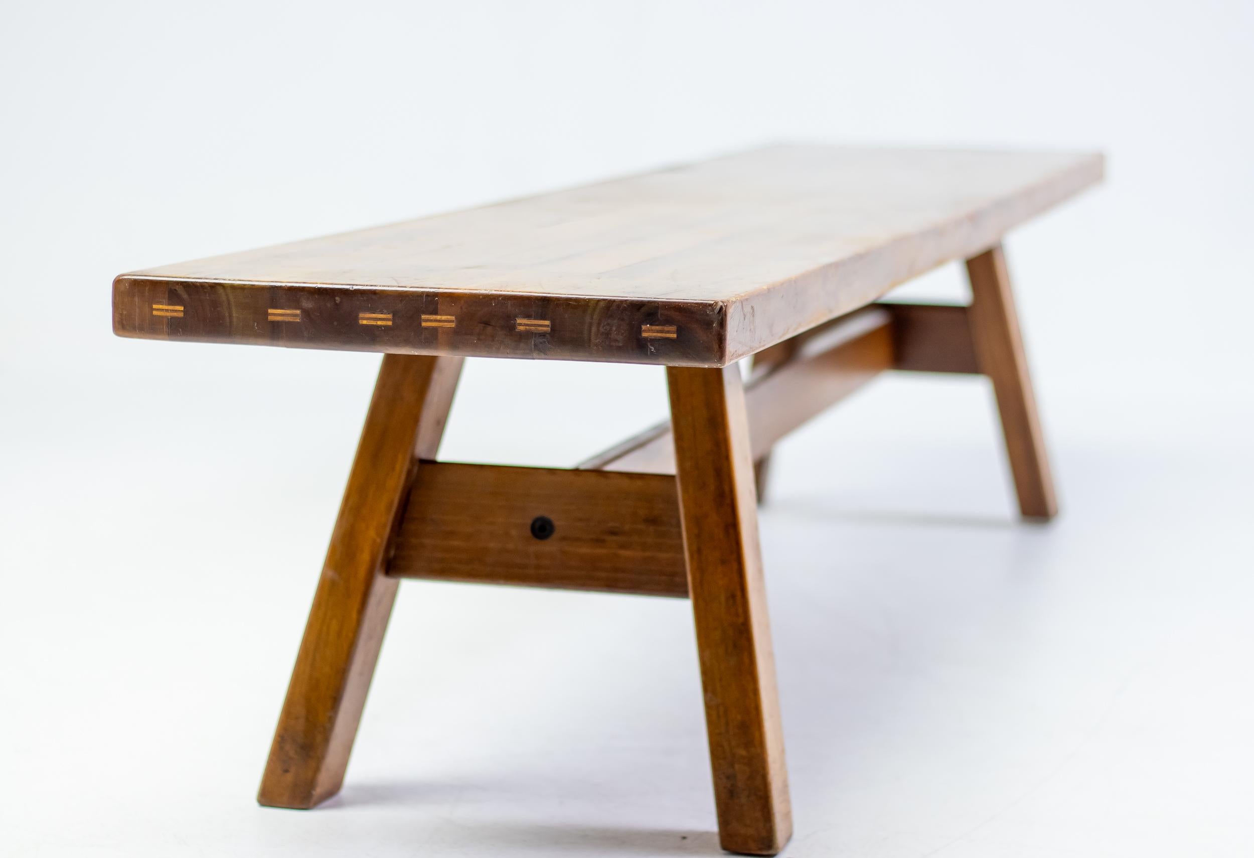 Italian Torbecchia Solid Walnut Bench by Giovanni Michelucci For Sale