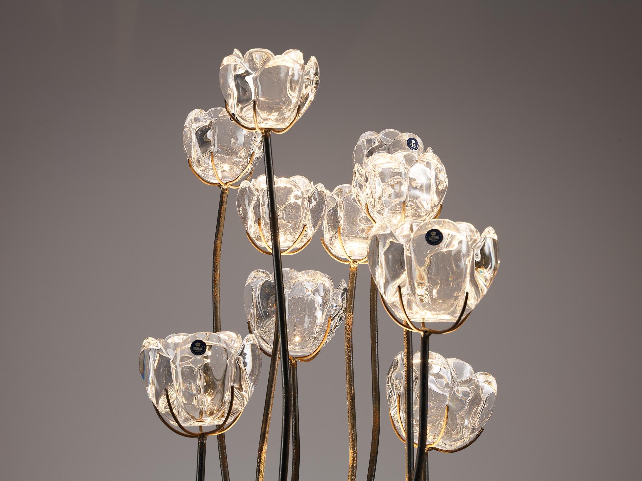 Scandinavian Modern Floorlamp in Crystal Glass and Metal