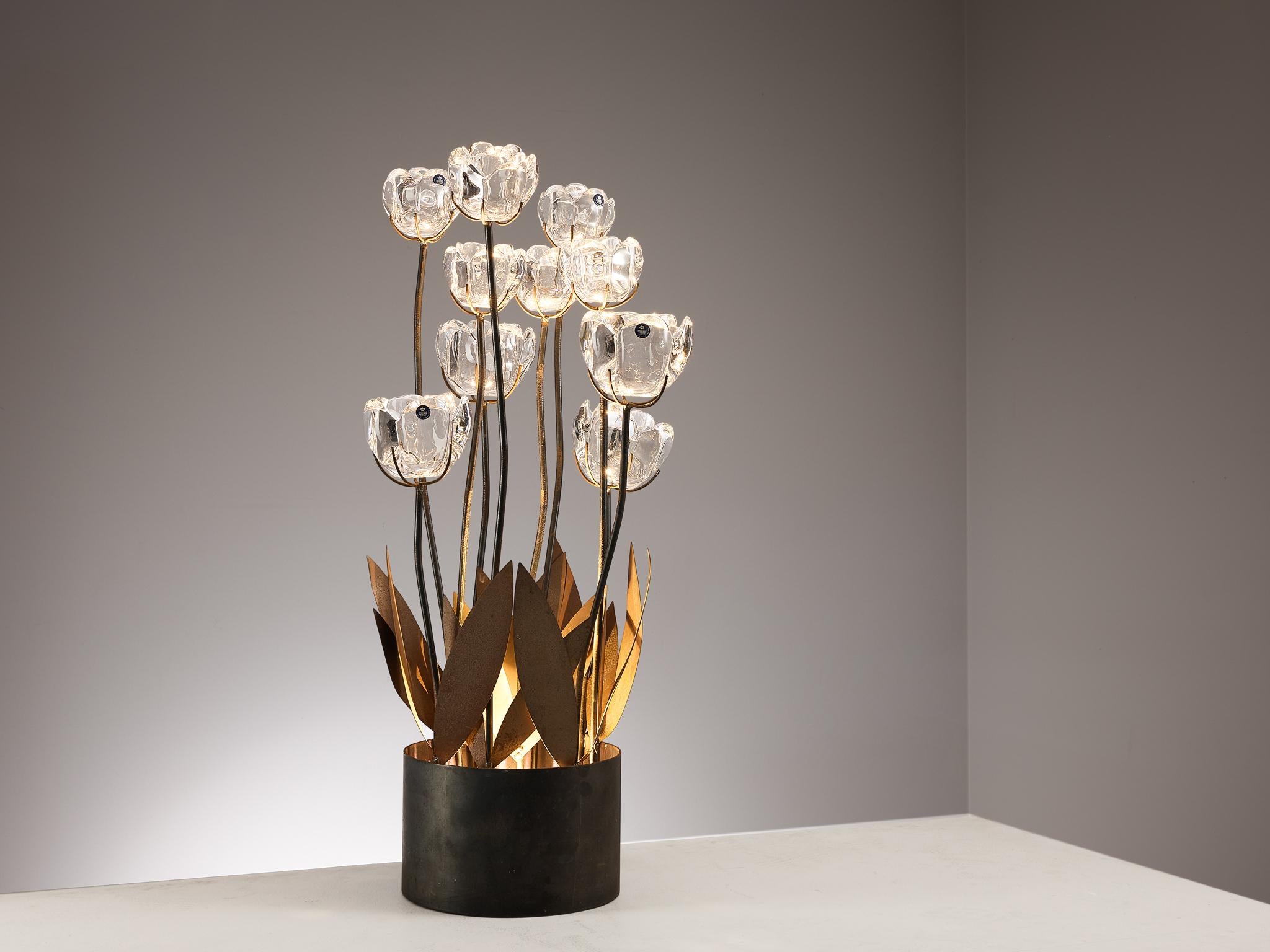 Floorlamp in Crystal Glass and Metal In Good Condition In Waalwijk, NL