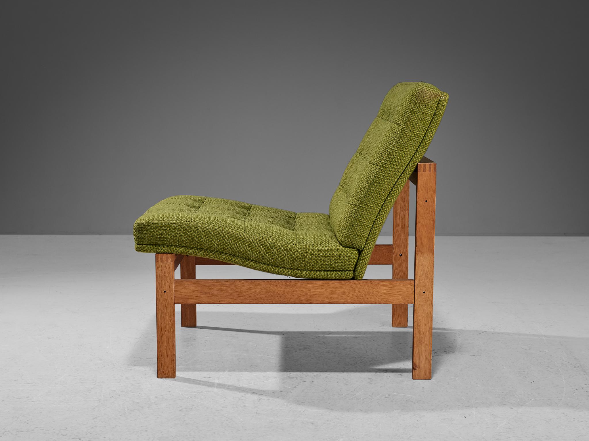 Danish Torben Lind & Ole Gjerløv-Knudsen Easy Chair in Oak and Green Upholstery