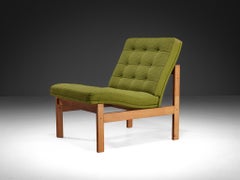 Sedia Easy Chair di Torben Lind & Ole Gjerløv-Knudsen in Oak e tappezzeria verde